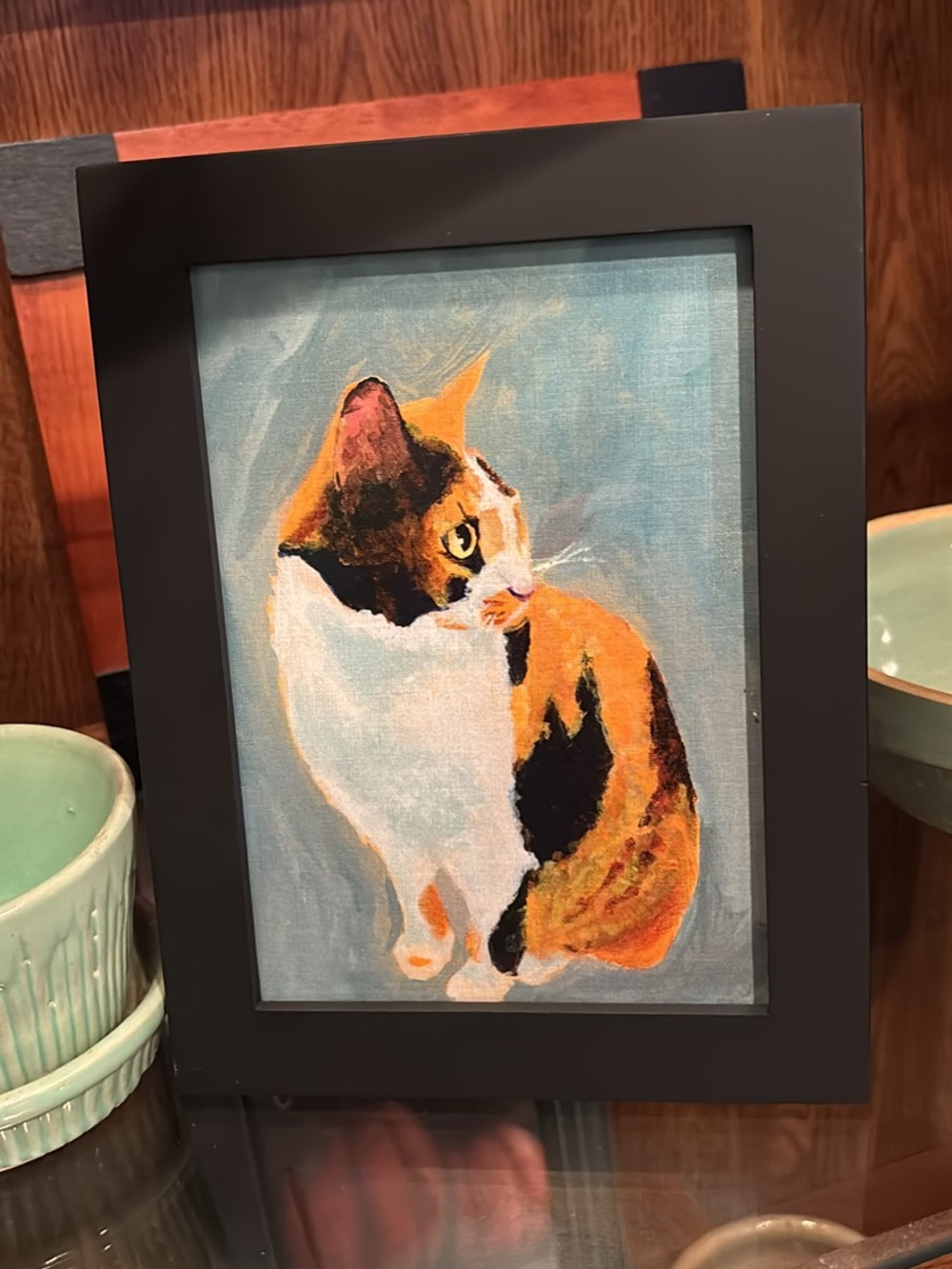 Calico Cat Print Framed in Black